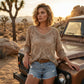 ⏰Last day sale 50% OFF🔥Hot Sale-Womens Bohemian-Inspired Beige Crochet Top with V-Neck