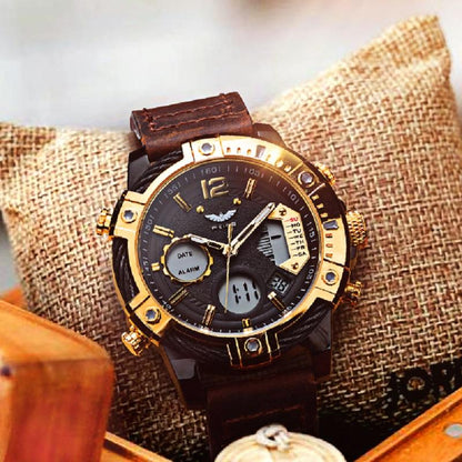 Multifunctional Dual Display 3ATM Waterproof Men's Quartz Sports Watch
