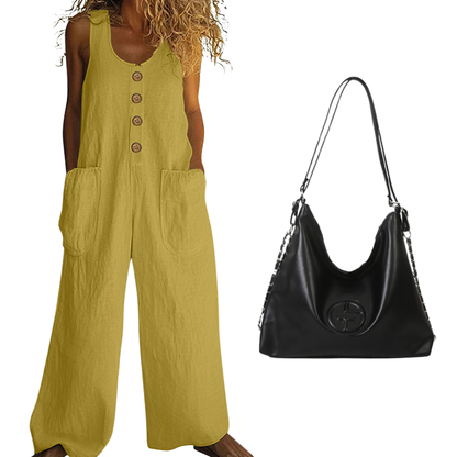 💥New Arrivals & Special Offers-Women's Sleeveless Wide-Leg Jumpsuit with Pockets