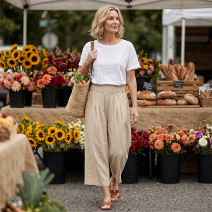 ⏰🔥LIMITED TIME 50% OFF! 👖 Women’s Lightweight Elastic Waist Crop Pants (S-3XL) – Comfortable, Flowy & Perfect for Casual Summer Outfits ✨🌿