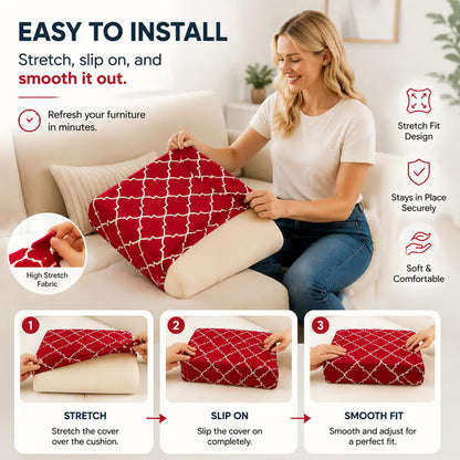 💗LAST DAY SALE 50% OFF⚡50K+ SOLD💕Patio Sofa Cushion Cover – Stretch, Water-Resistant ✨