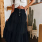 👗 Tiered Denim, Flattering A-Line Shape | Women's High-Waist Button Maxi Skirt