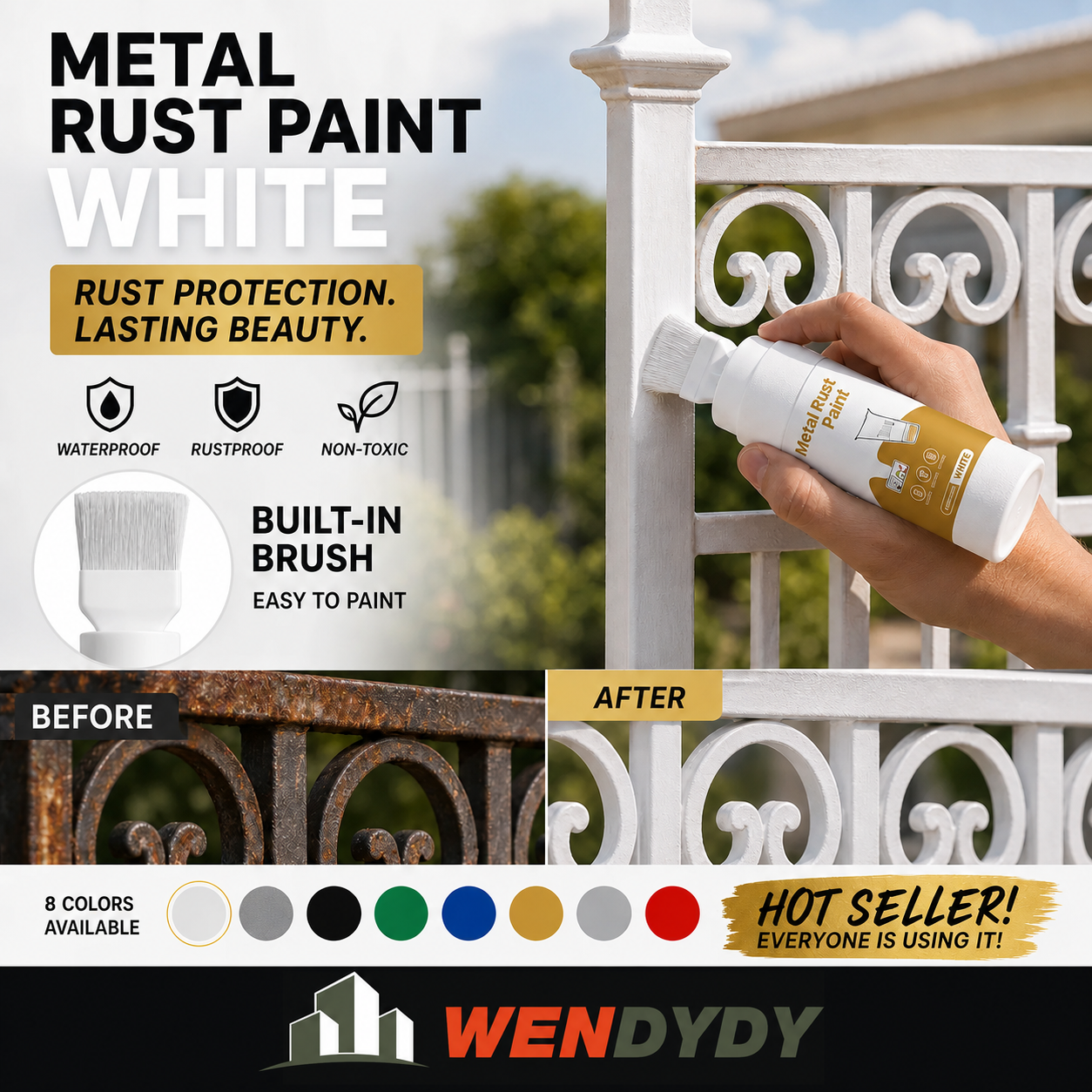✨New Arrival✨🖌️🏠Water-Based Metallic Silver Paint with Built-in Brush💥👍
