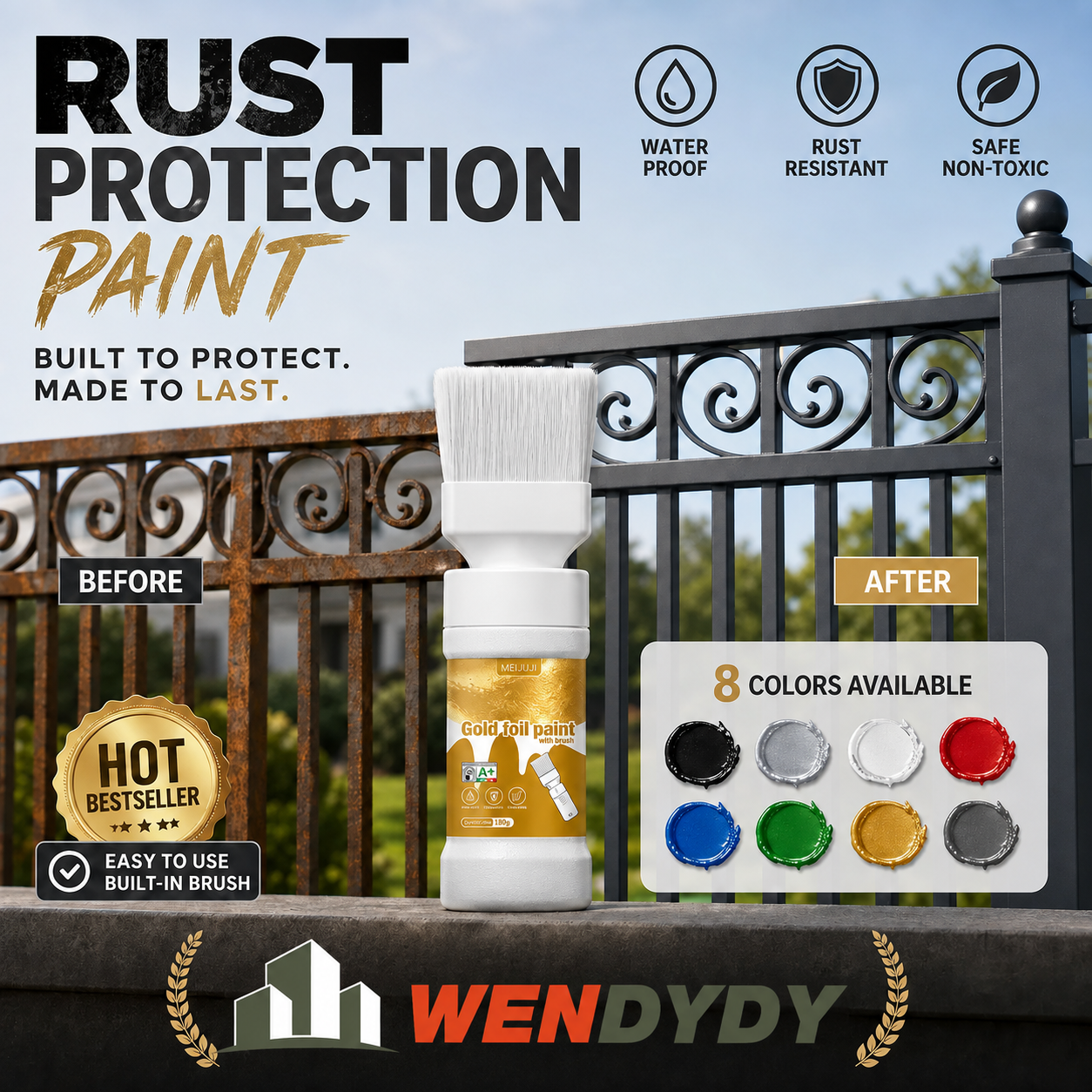 ✨New Arrival✨🖌️🏠Water-Based Metallic Silver Paint with Built-in Brush💥👍