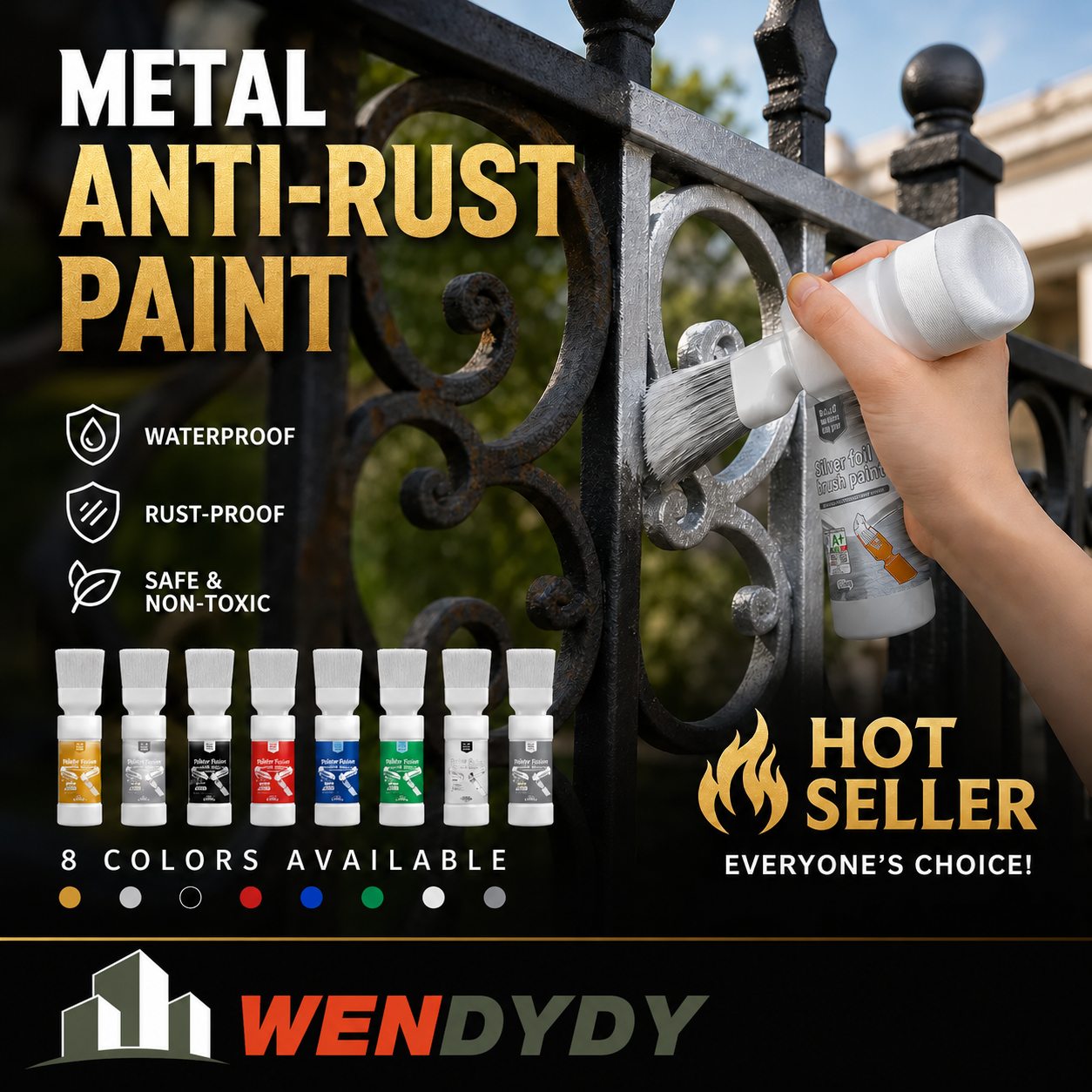 ✨New Arrival✨🖌️🏠Water-Based Metallic Silver Paint with Built-in Brush💥👍