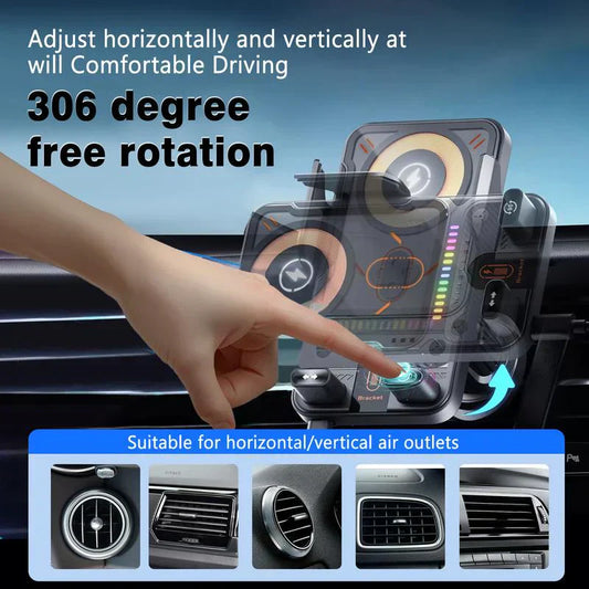 🔥HOT SALE 50% OFF🎁⚡Over 50K Sold! 📱Smart 2-in-1 Car Rotating Mobile Phone Holder & Wireless Charger⚡