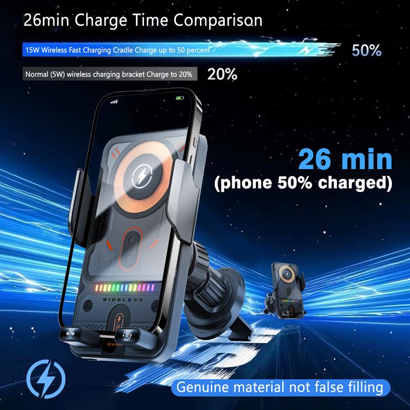 🔥HOT SALE 50% OFF🎁⚡Over 50K Sold! 📱Smart 2-in-1 Car Rotating Mobile Phone Holder & Wireless Charger⚡
