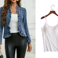 🧥 50% OFF NOW!! 🌸 Women's Denim Jacket with Ruffles & Open Front – Lightweight & Feminine – Versatile & Chic 👗