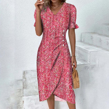 🌷50% OFF🍃Women's floral v-neck printed dress