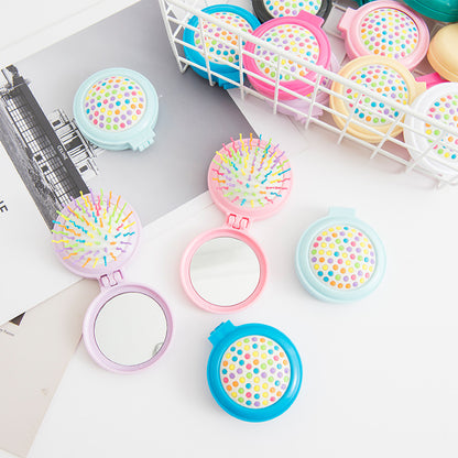 Portable Folding Hair Brush with Mirror