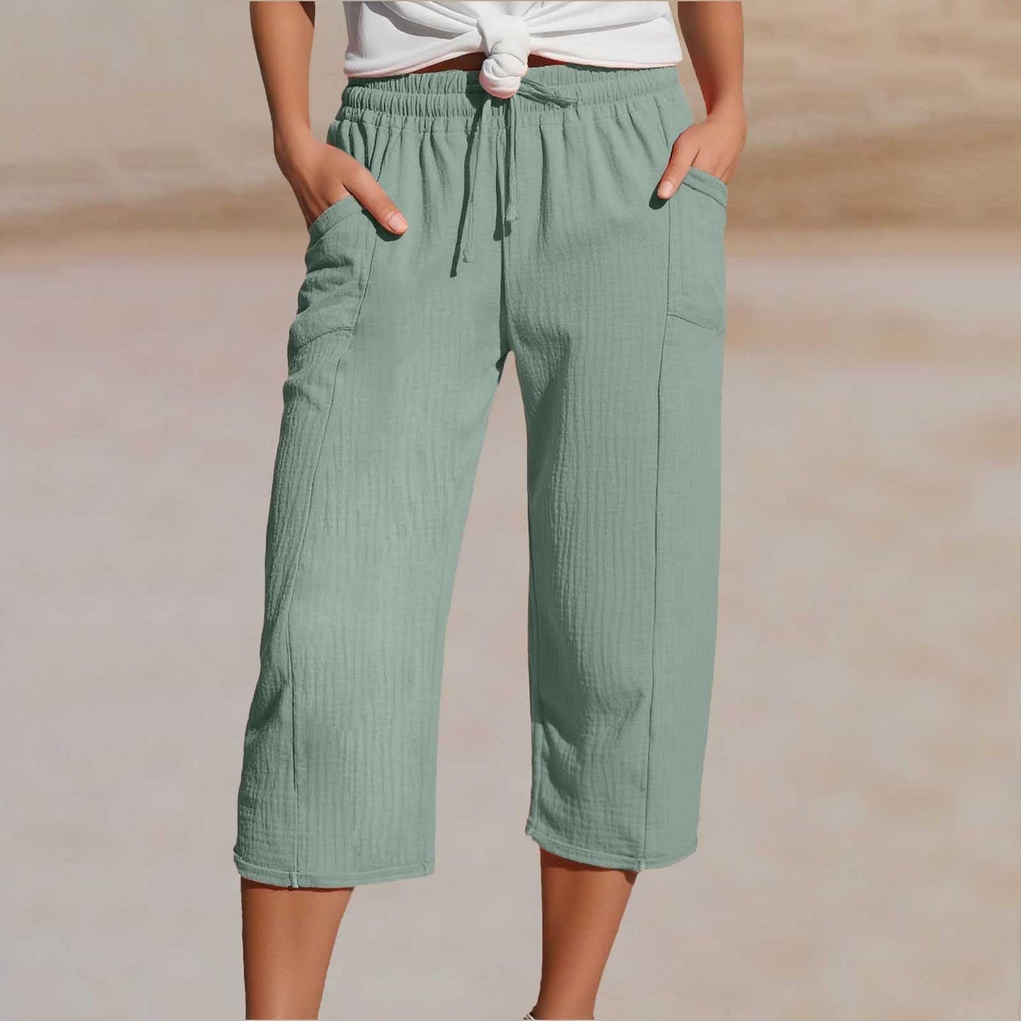 ⏰🔥LIMITED TIME 50% OFF! 👖 Women’s Solid-Color Pleated Cotton-Linen Cropped Pants – Lightweight, Breathable & Perfect for Casual Summer Outfits ✨🌿