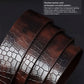 🐊Leather belt for men with elegant crocodile leather pattern, with automatic buckle and made of cowhide.