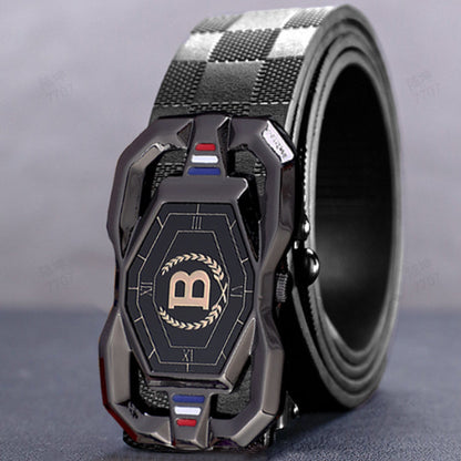 🐊Leather belt for men with elegant crocodile leather pattern, with automatic buckle and made of cowhide.