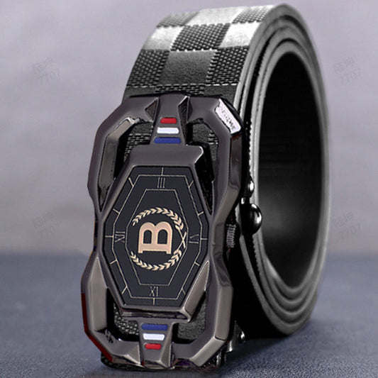 🐊Leather belt for men with elegant crocodile leather pattern, with automatic buckle and made of cowhide.