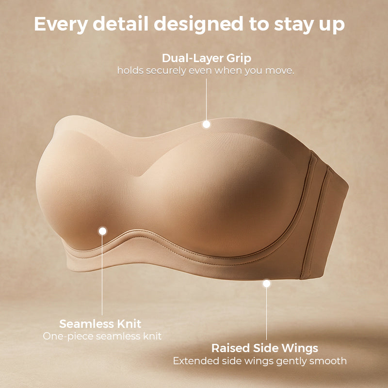 💥Limited Time Offer 50% OFF🥰💞Strapless Push-Up Bra – 360° Non-slip, Wireless & Breathable. 🛡️✨