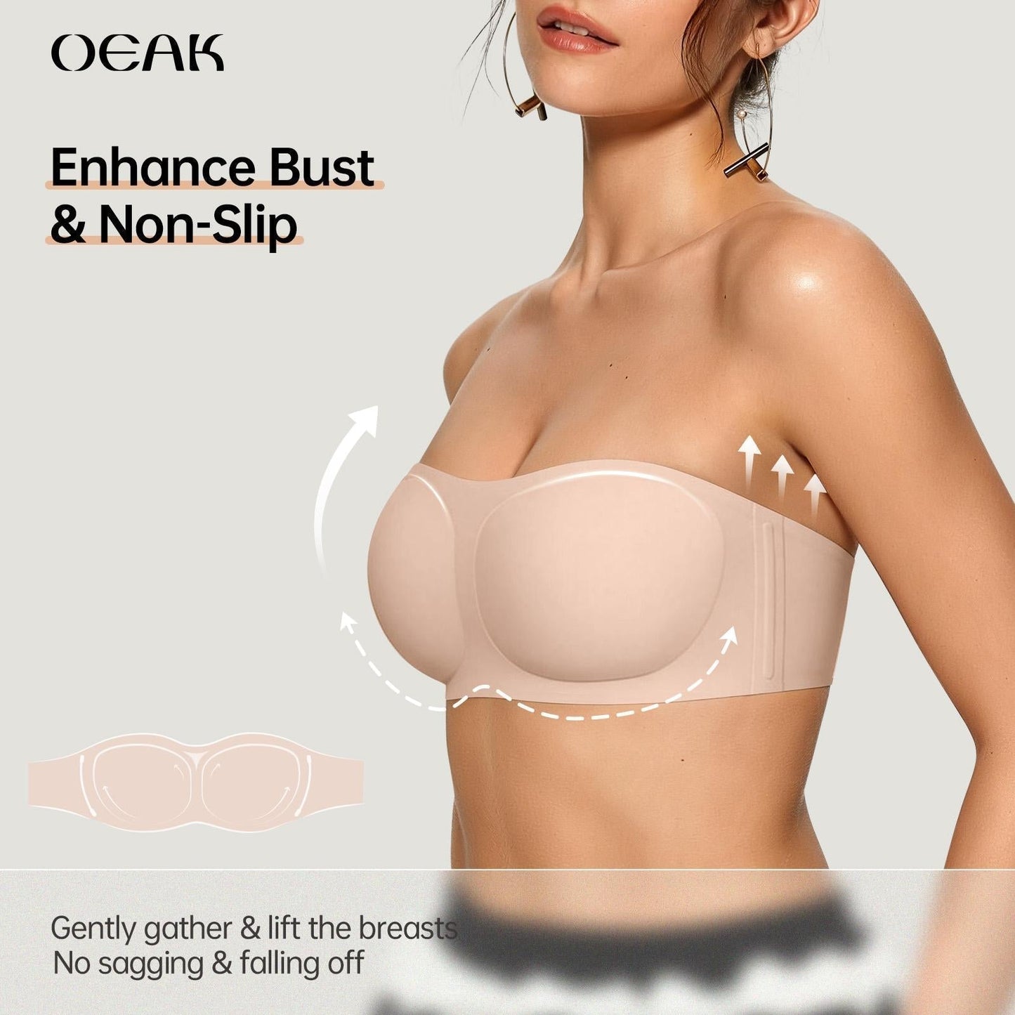 💥Limited Time Offer 50% OFF🥰💞Strapless Push-Up Bra – 360° Non-slip, Wireless & Breathable. 🛡️✨