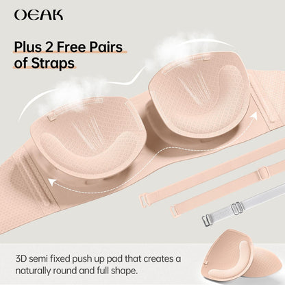 💥Limited Time Offer 50% OFF🥰💞Strapless Push-Up Bra – 360° Non-slip, Wireless & Breathable. 🛡️✨