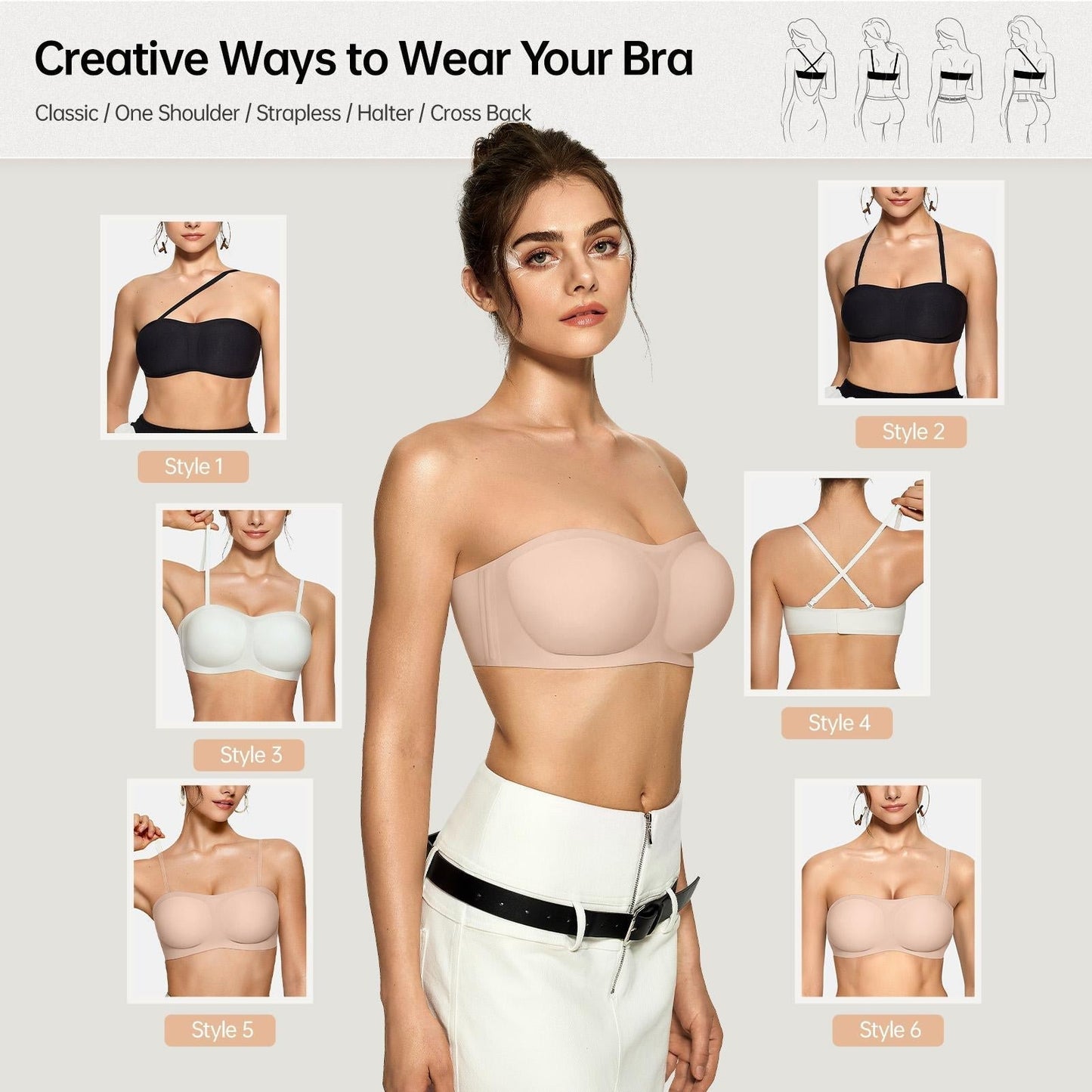 💥Limited Time Offer 50% OFF🥰💞Strapless Push-Up Bra – 360° Non-slip, Wireless & Breathable. 🛡️✨