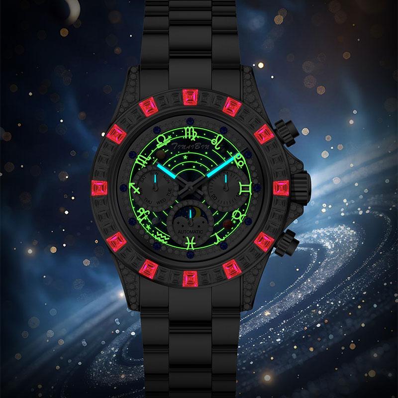 📢📢50 % OFF !!🎅【🎁The best gift for father🎁】🎄TINAIBIN Twelve Zodiac Signs & Starry Sky Diamond Automatic Skeleton Men's Watch