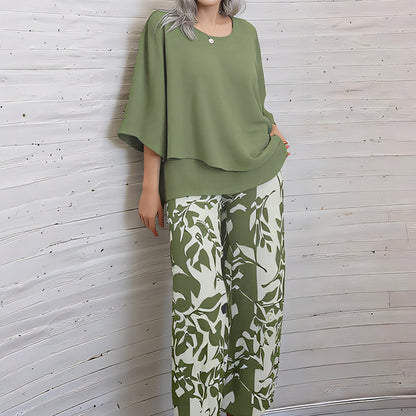 🔥LAST DAY SALE - 50% OFF🔥Women’s Printed Pants and Crew Neck Top Set
