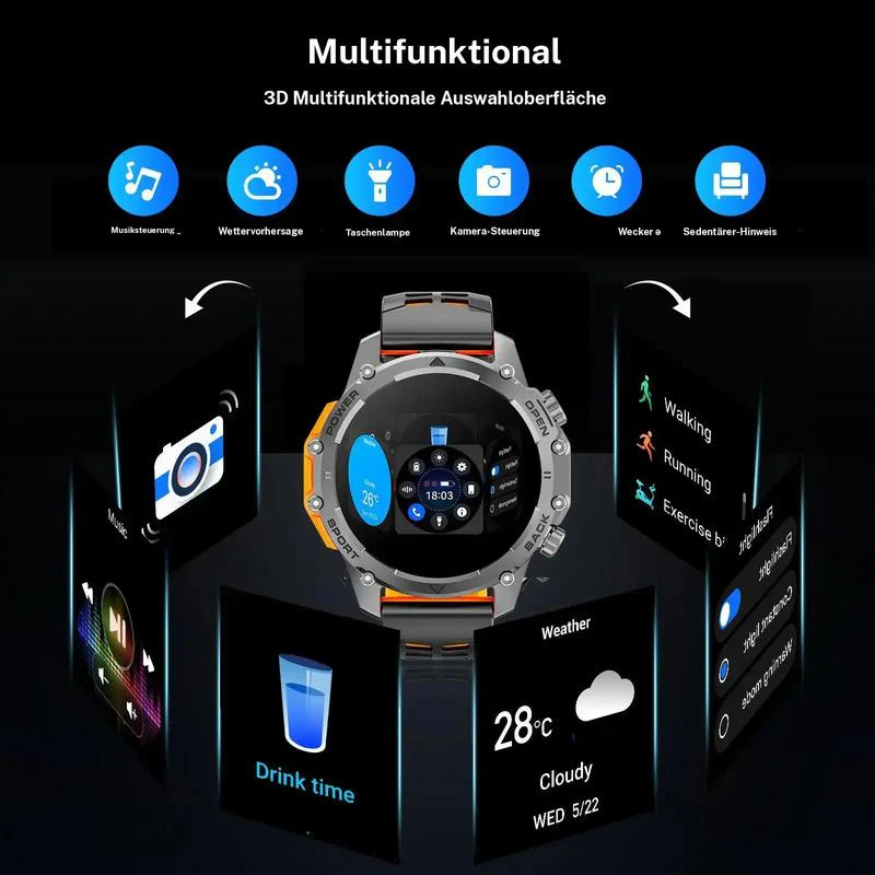 🎁New arrival 50% OFF💥⌚1.52" HD smartwatch for men – Phone calls and music control – Multiple sports modes – IP68 waterproof – Long battery life