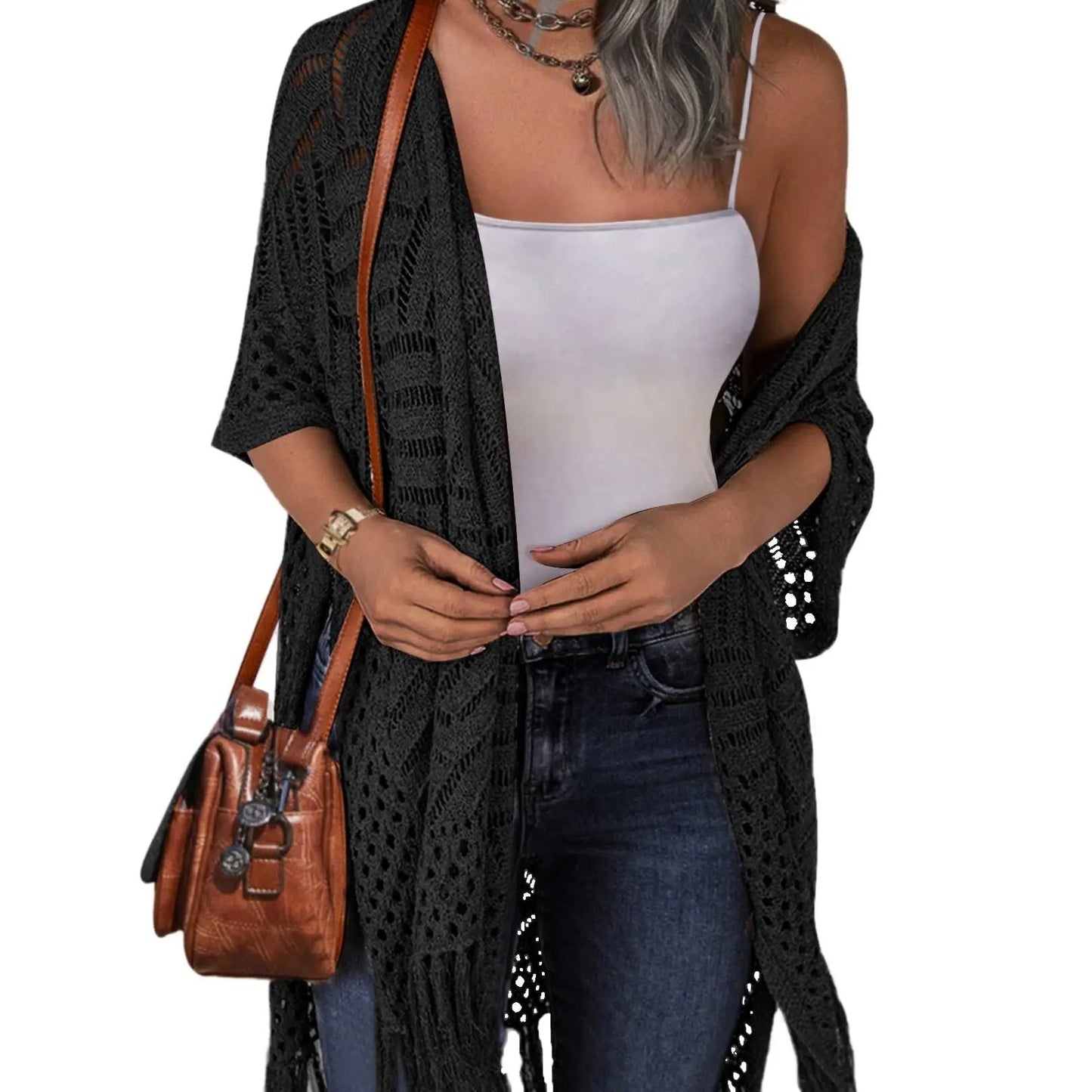 💝 LIMITED-TIME 50% OFF! ✨Women’s Oversized Knit Cardigan – Lightweight Crochet Tassel Kimono for Spring & Summer 🌸
