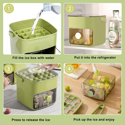 ⏳Time-Limited Special⏰Essential for summer🥤🧊 Ice Cube Maker with Storage – 48 cubes at once, leak‑proof lid. Stackable, saves space. Includes ice scoop & tong.