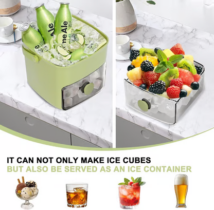 ⏳Time-Limited Special⏰Essential for summer🥤🧊 Ice Cube Maker with Storage – 48 cubes at once, leak‑proof lid. Stackable, saves space. Includes ice scoop & tong.