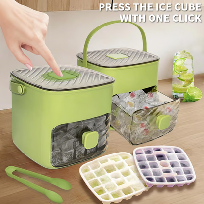⏳Time-Limited Special⏰Essential for summer🥤🧊 Ice Cube Maker with Storage – 48 cubes at once, leak‑proof lid. Stackable, saves space. Includes ice scoop & tong.