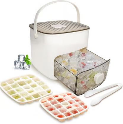 ⏳Time-Limited Special⏰Essential for summer🥤🧊 Ice Cube Maker with Storage – 48 cubes at once, leak‑proof lid. Stackable, saves space. Includes ice scoop & tong.