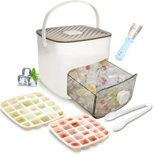 ⏳Time-Limited Special⏰Essential for summer🥤🧊 Ice Cube Maker with Storage – 48 cubes at once, leak‑proof lid. Stackable, saves space. Includes ice scoop & tong.