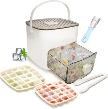 ⏳Time-Limited Special⏰Essential for summer🥤🧊 Ice Cube Maker with Storage – 48 cubes at once, leak‑proof lid. Stackable, saves space. Includes ice scoop & tong.