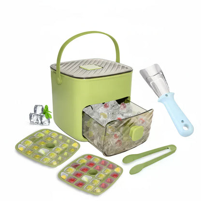 ⏳Time-Limited Special⏰Essential for summer🥤🧊 Ice Cube Maker with Storage – 48 cubes at once, leak‑proof lid. Stackable, saves space. Includes ice scoop & tong.