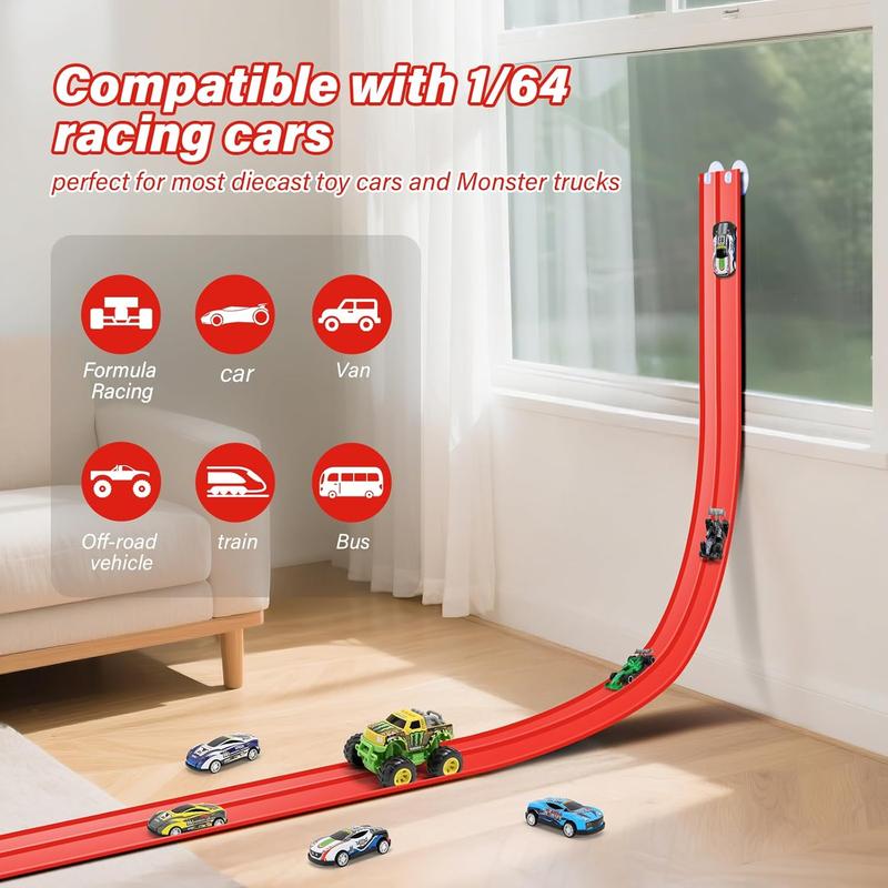 🎁Early Christmas Hot Sale 49% OFF🎅🧩 DIY Alloy Car Race Track with Suction Cups - Adjustable Layout for Creative Play, Develops Motor Skills & Logic 🚗📦