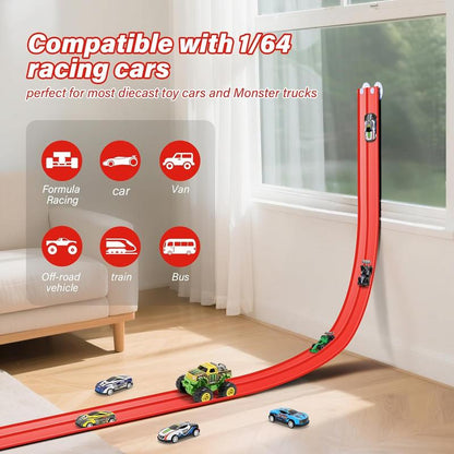 🎁Early Christmas Hot Sale 49% OFF🎅🧩 DIY Alloy Car Race Track with Suction Cups - Adjustable Layout for Creative Play, Develops Motor Skills & Logic 🚗📦