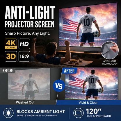 ⚽️⚽️World Cup Mega Sale - 50% OFF and Free Shipping!🔥Backlit Projection Screen (16:9)🎥✨