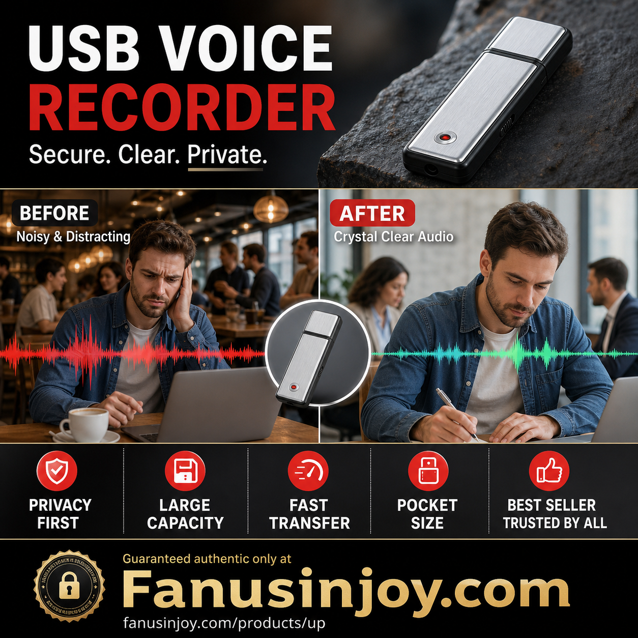 ⌛50% Limited Time Discount! 🔊Portable High-Definition Noise-Cancelling USB Voice Recorder