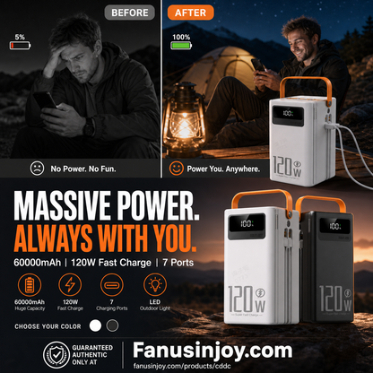 ⏳️Limited Time 50% Off! 🔋 Never worry about power shortage troubles again!⛺Outdoor Portable Fast Charging Power Bank with LED Light