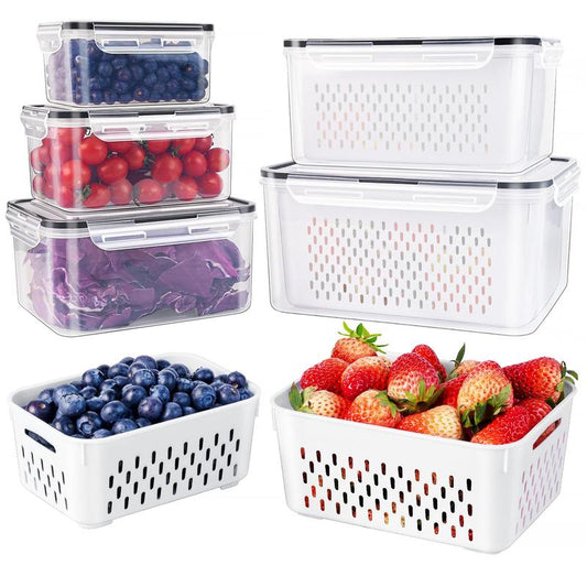 🍓✨ 3-PC Fruit Container Set – Removable Colander, Leak-Proof & Stackable 🧊