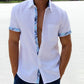 Men's Casual Plaid Collar Button Linen Shirt