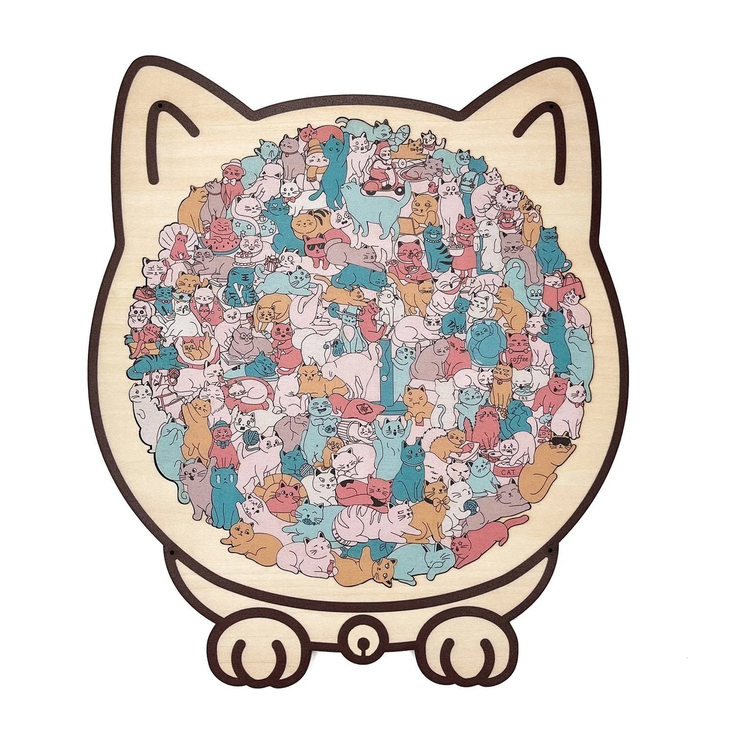 🎁Christmas Sale 50% OFF🎅135-Piece Morandi-Colored Cat Shaped Wooden Jigsaw Puzzle