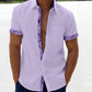 Men's Casual Plaid Collar Button Linen Shirt