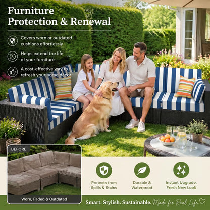 💗LAST DAY SALE 50% OFF⚡50K+ SOLD💕Patio Sofa Cushion Cover – Stretch, Water-Resistant ✨