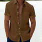 Men's Casual Plaid Collar Button Linen Shirt