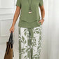 ⏳Time-Limited Special 50% OFF⏰Women's Two-Piece Leaf Print Wide-Leg Pants Set