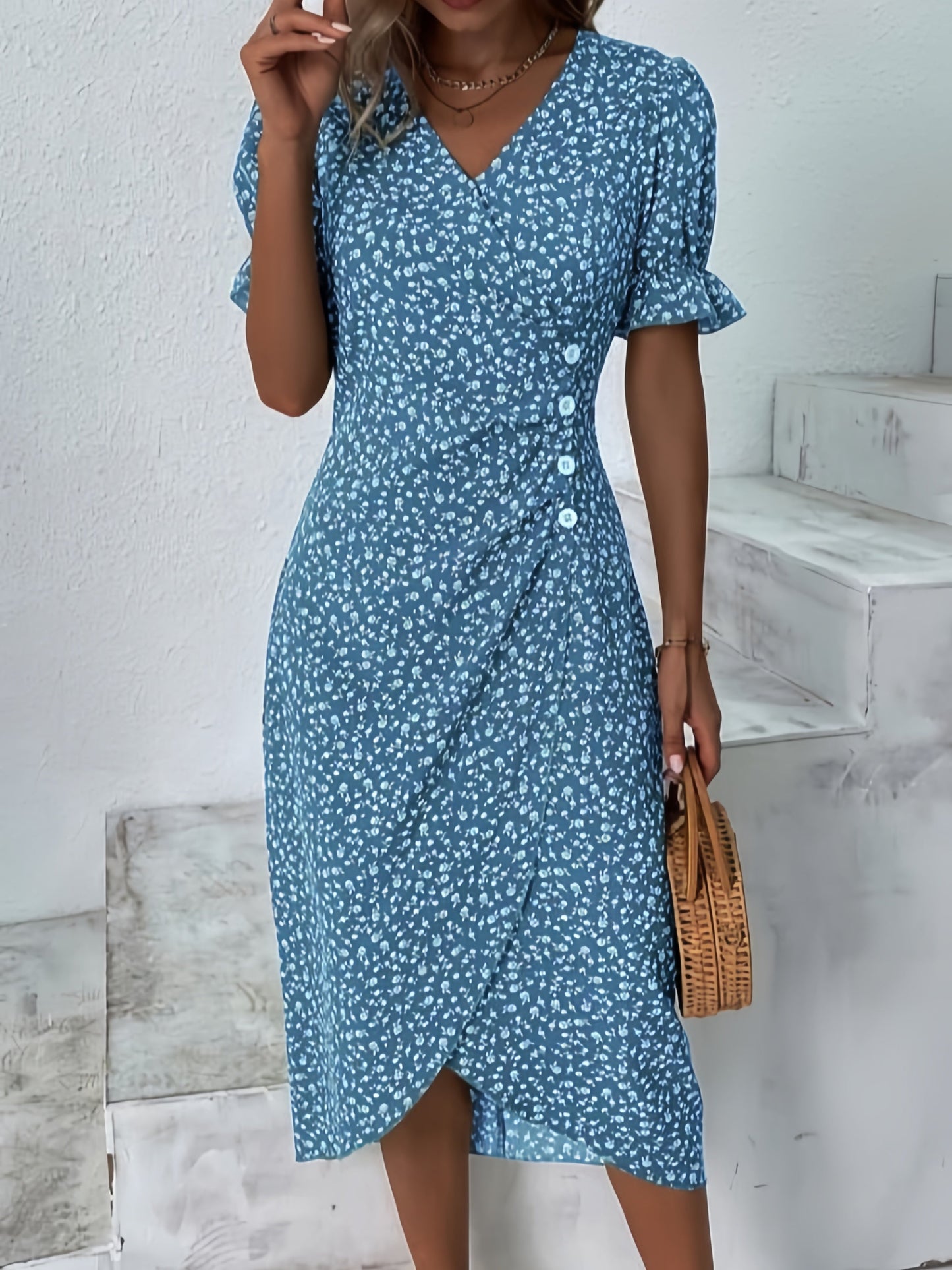 🌷50% OFF🍃Women's floral v-neck printed dress