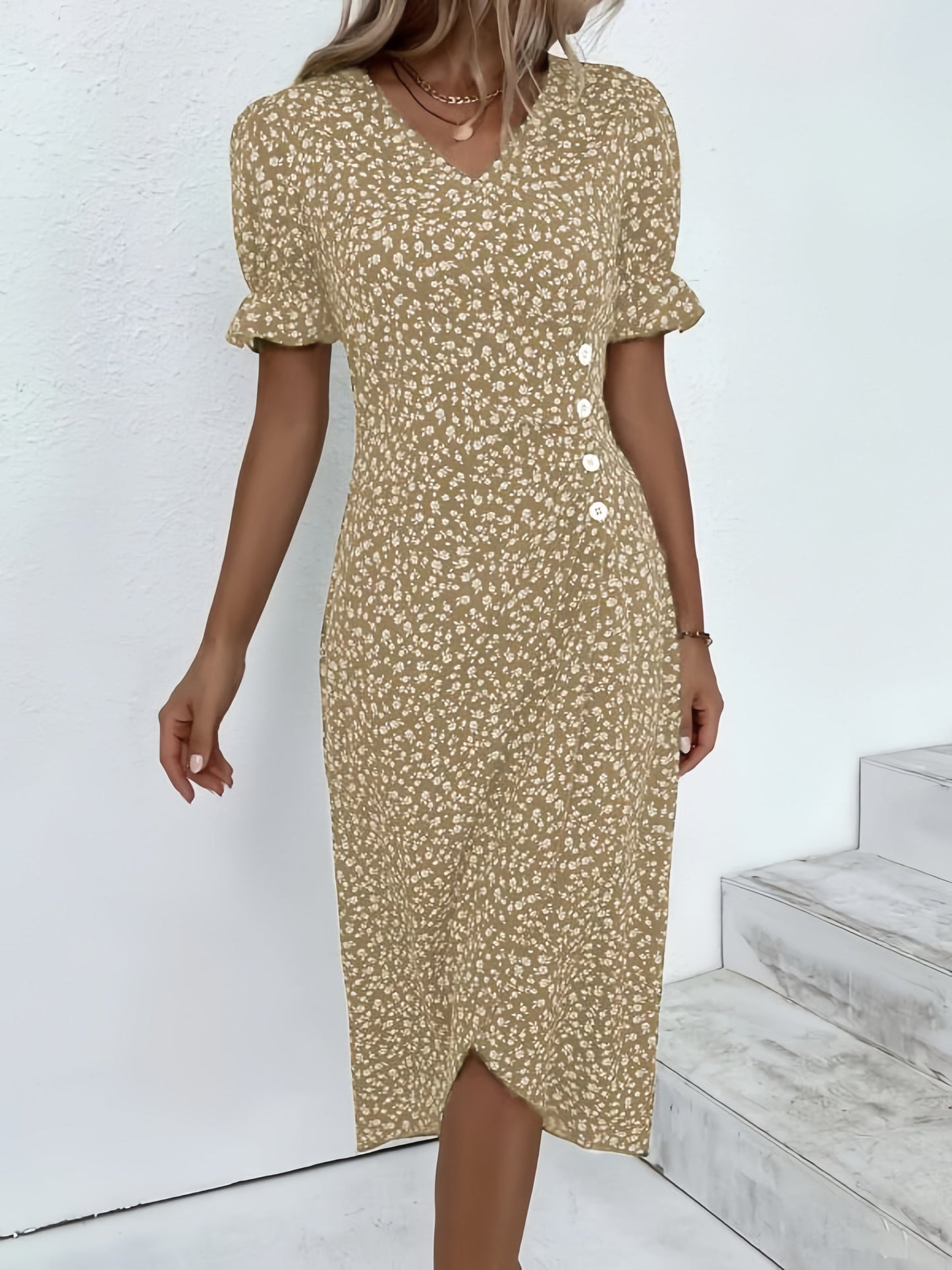 🌷50% OFF🍃Women's floral v-neck printed dress