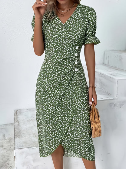 🌷50% OFF🍃Women's floral v-neck printed dress