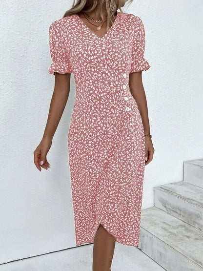 🌷50% OFF🍃Women's floral v-neck printed dress