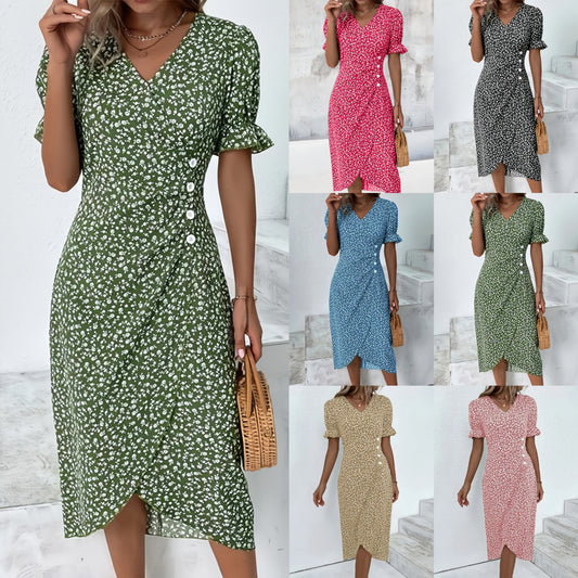 🌷50% OFF🍃Women's floral v-neck printed dress